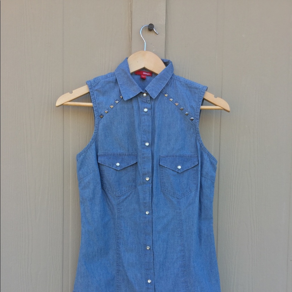 Bongo Denim Blue Top Pearl Snaps Studs